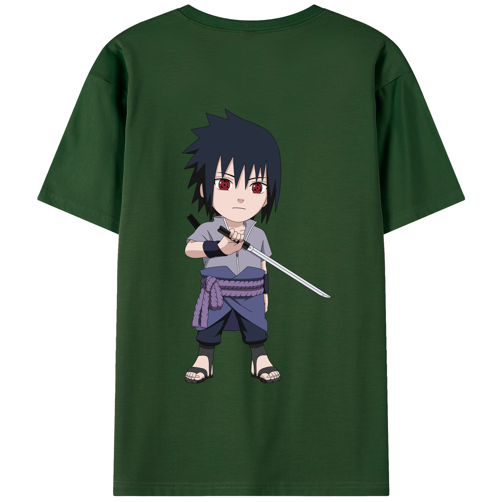 （画像用） NARUTO -ナルト- うちは サスケ Uchiha Sasuke 綿100％半袖Tシャツ（背面プリント）